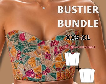 Heart shape corset and straight neckline corset sewing pattern, sweetheart neckline bustier pattern, basic corset pattern, beginner friendly
