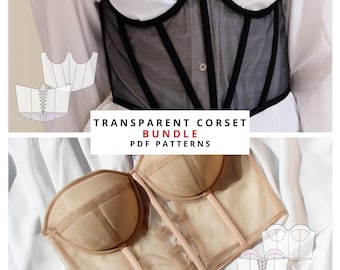 Bundle Transparent Corset pattern & Underbust corset pattern, transparent lingerie pattern, lingerie sewing pattern pdf, bestseller, top