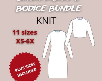 Basic  Block Pattern Set for knit fabric , basic dress sewing pattern , basic block dress pattern, sloper pattern set, block pattern set pdf