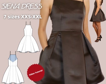 Short dress sewing pattern, dress with pockets sewing pattern, bridal dress pattern, princess seam, spaghetti strap dress sew, bestseller