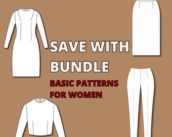 Basic WOVEN block pdf sewing pattern set for woman, basic bodice and sleeve pattern, basic pants block, basic skirt pattern, bestseller