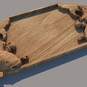 Tea Tray Fish pattern,file stl, 3D Model for CNC and 3d printer
