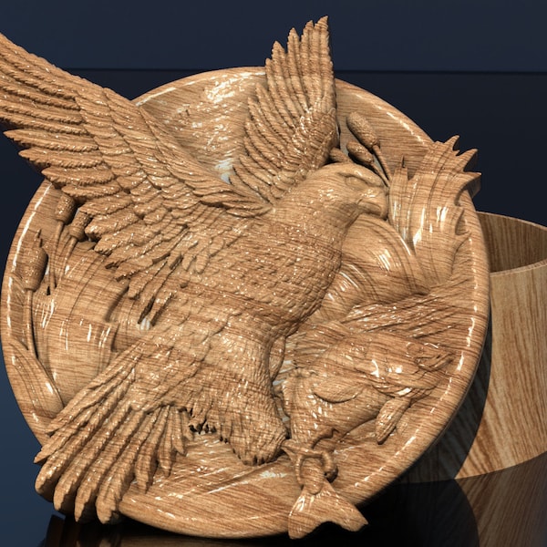 jewelry box,_Hawk Souvenir Pattern,Stl file, 3D Model for CNC and 3d printer