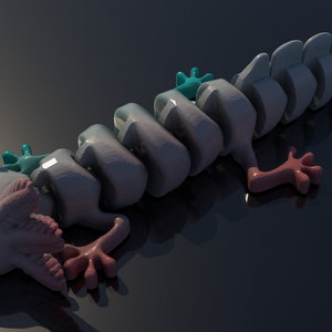Flexible Axolotl Digital .Toy Flexi Print STL File for 3dPrinting, Articulated Fidget Toy, Print-In-Place Body, Snap-Fit Head, Cute Flexi