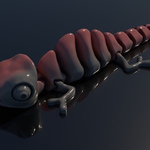 Flexible chameleon article Digital . STL File for 3dPrinting, Articulated Fidget Toy, Print-In-Place Body, Snap-Fit Head, Cute Flexi