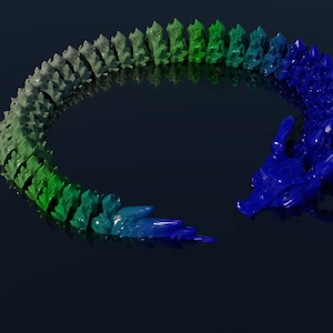 Flexible Dragon Digital .Toy Flexi Print STL File for 3dPrinting, Articulated Fidget Toy, Print-In-Place Body, Snap-Fit Head, Cute Flexi