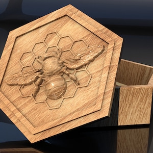 Schmuckschatulle,Bienenmuster,Stl Datei,3D Modell für CNC und 3D Drucker