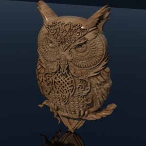 Owl_pattern Plaque - 3D STL Files for CNC