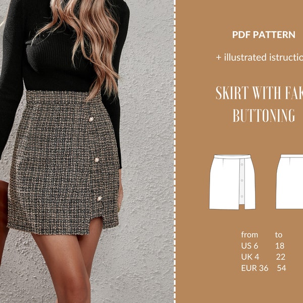 high waisted skirt pattern pdf, mini skirt sewing pattern, ultra high waist, wrap skirt sewing pattern, royaler high skirt, high slit skirt