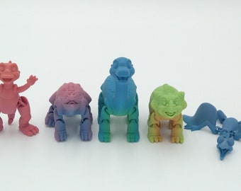LAND BEFORE TIME Articulated Flexi Figures Set Rainbow Colors 3D Printed