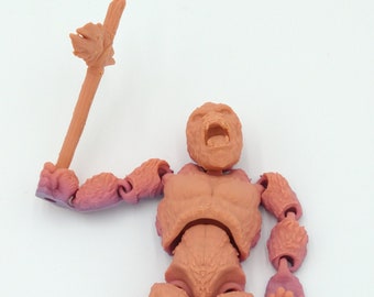 KING KONG Figure W/Axe Articulated Flexi Rainbow Colors 5" 3D Printed Figure