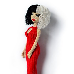 CRUELLA crochet doll PATTERN in red dress