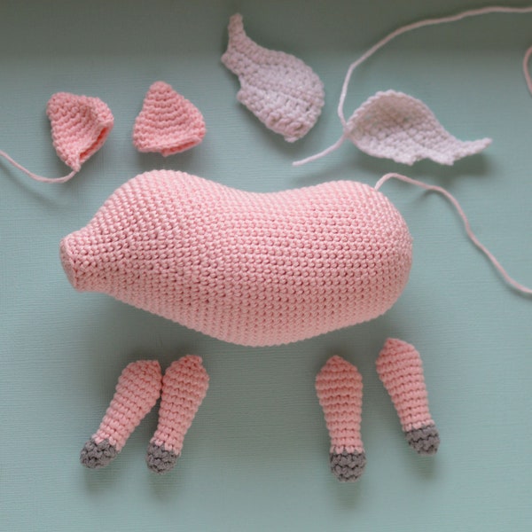 Crochet Amigurumi Pig with Crown and Wings Pattern