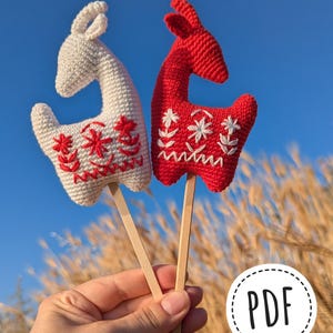 Amigurumi Goat Crochet Pattern, Folk Art Goat Ornament PDF Tutorial, DIY Embroidered Crochet Toy Pattern