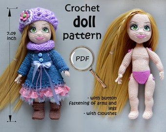 Crochet doll with clothes  pattern