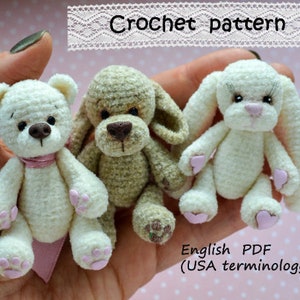 crochet pattern animal  -  Teddy Bear pattern Dog pattern and Bunny  crochet toy pattern