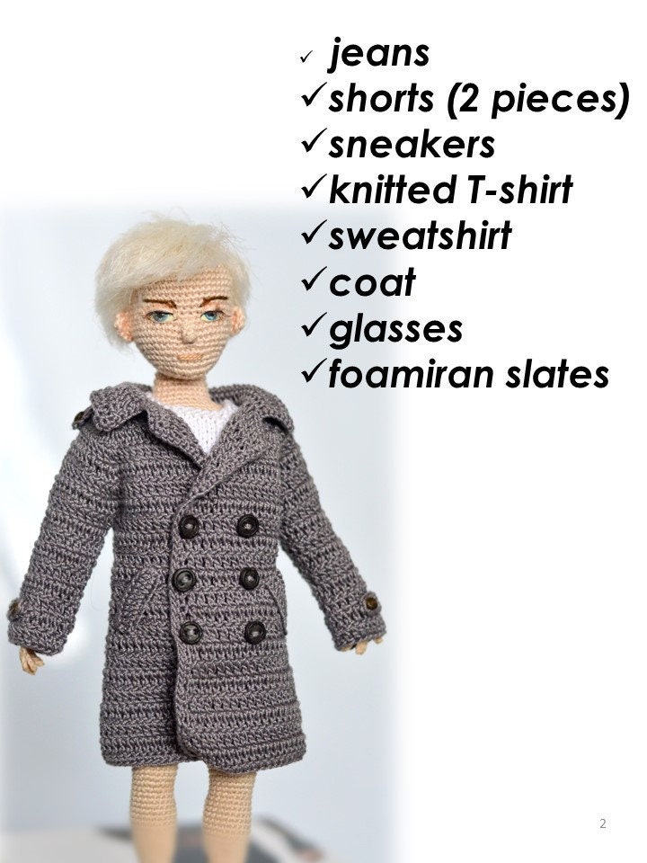 男性人形用の服のセット。かぎ針編みのパターン - Etsy 日本