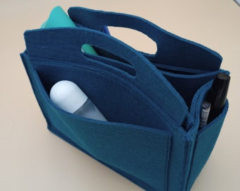 Taschenorganizer aus Filz in Petrol Handarbeit