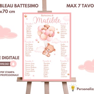 BAPTISM TABLEAU girl, baby baptism, personalized tableau, digital file, max 7 tables (50 x 70 cm)
