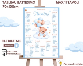 TABLEAU TAUFE Baby, Babytaufe, digitale Grafiken zum Ausdrucken, anpassbares Tableau (70 x 100 cm)