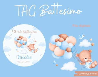 TAG battesimo bimbo, battesimo bambino, tag personalizzabile, file digitale