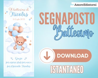 SEGNAPOSTO battesimo, download digitale, segnaposto personalizzabile, battesimo bambino