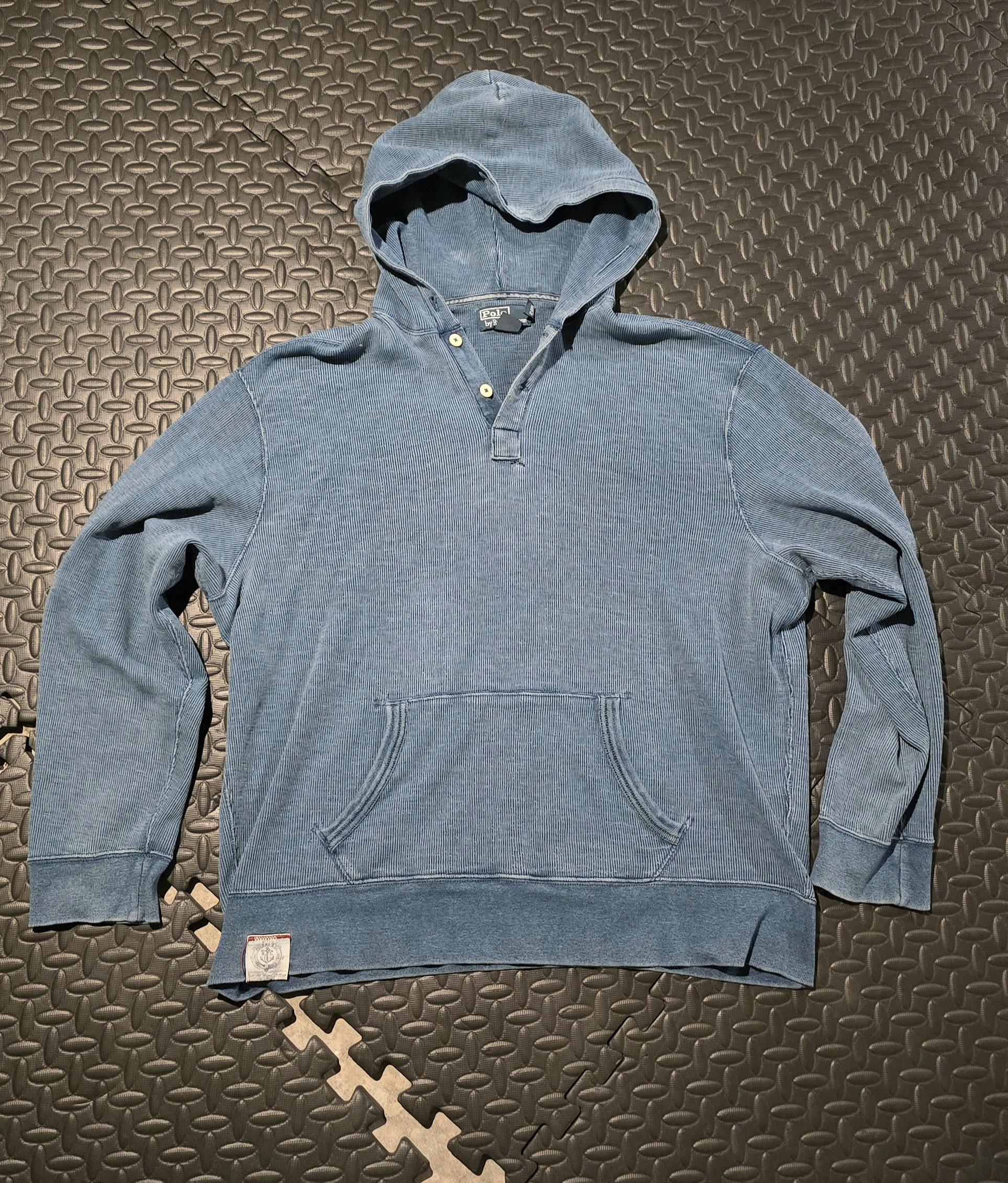 トップス 90s Ralph Lauren Henley Hoodie Jersey Vintage Late 90s Polo Ralph Lauren Henley Style Hooded Pullover L