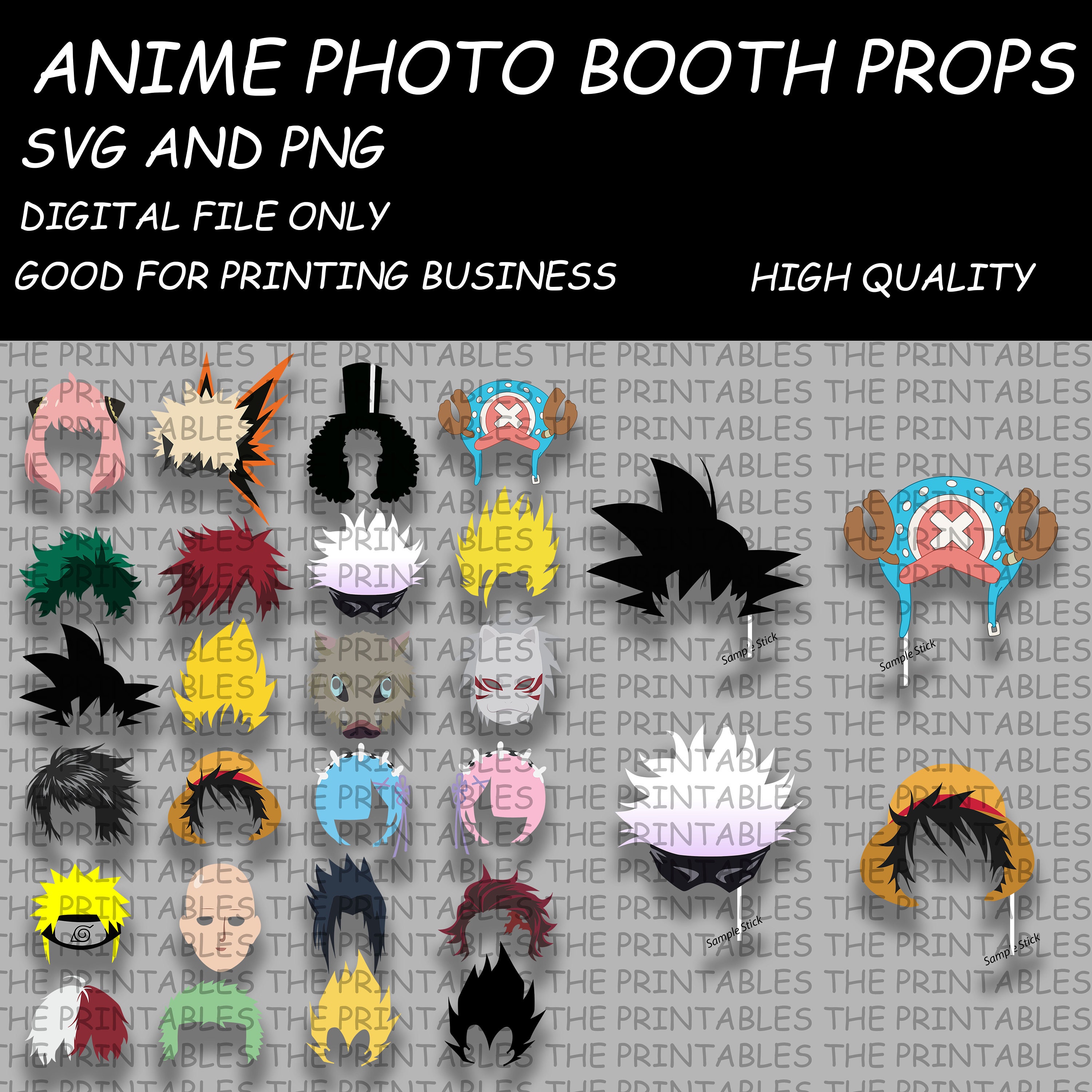 Anime Photo Booth Props Anime Hair Picture Digital File Etsy Singapore