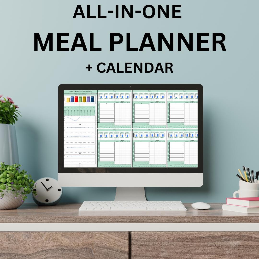 Weekly Meal Planner and Grocery List | Google Sheets Digital Template ...