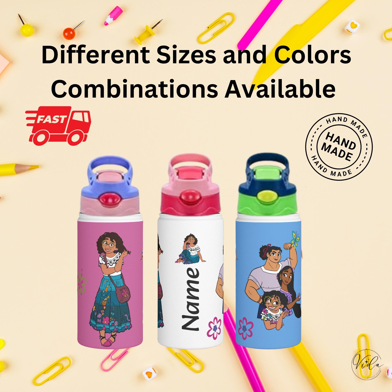 Personalized Kids Water Bottle Tumbler 120z, Toddler Water Bottle With ...