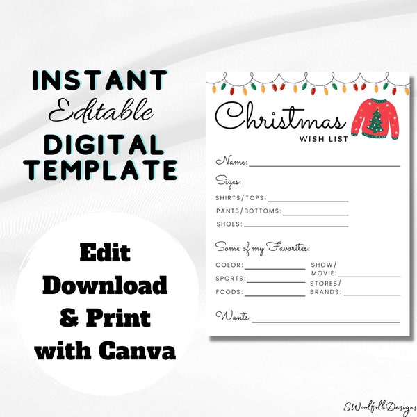 Christmas Wish List Etsy
