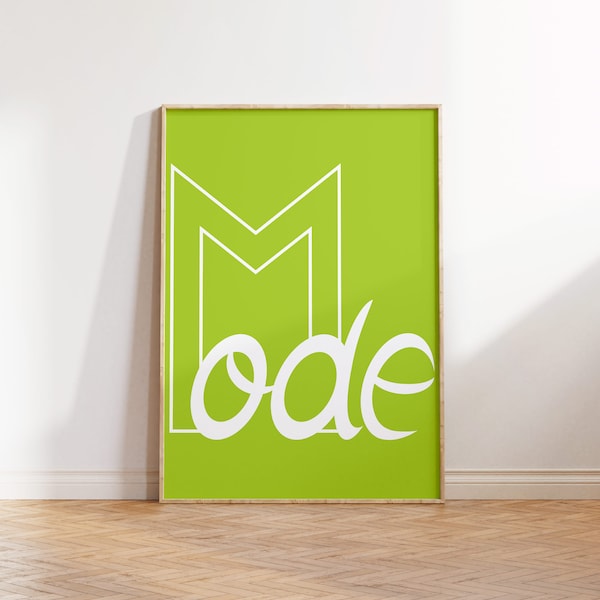 Mode Ode Lime Wall Art Poster, Typography Print, Bold Quote Poster, Colorful Home Decor, Word Twist Poster, Maximalist Print, Digital