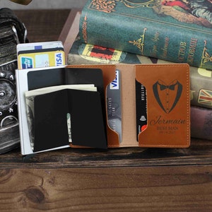 Regalo personalizado para padrinos de boda, regalo para padrino, regalos para hombres, billetera con clip para dinero de cuero, titular de tarjeta de bloqueo RFID inteligente, regalos de Navidad