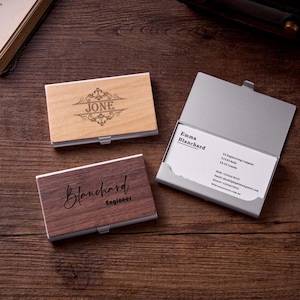 Estuche para tarjetas de presentación personalizado, tarjetero grabado, regalo personalizado para él, regalo corporativo, regalo para hombre de negocios, tarjetero de crédito