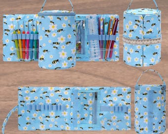 Gift For Knitters! Yarn Storage Bag, Knitting Project Bag, Crochet Tote Bag, Knitting Needles Case, Gift for Artists, Gift For Mom, Teacher