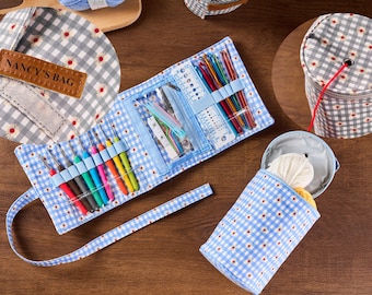 Custom Crochet Hook Holder, Crochet Bag Organizer, Knitting Needle Box, Birthday Gift, Craft Yarn Bag, Sewing Project Organizer