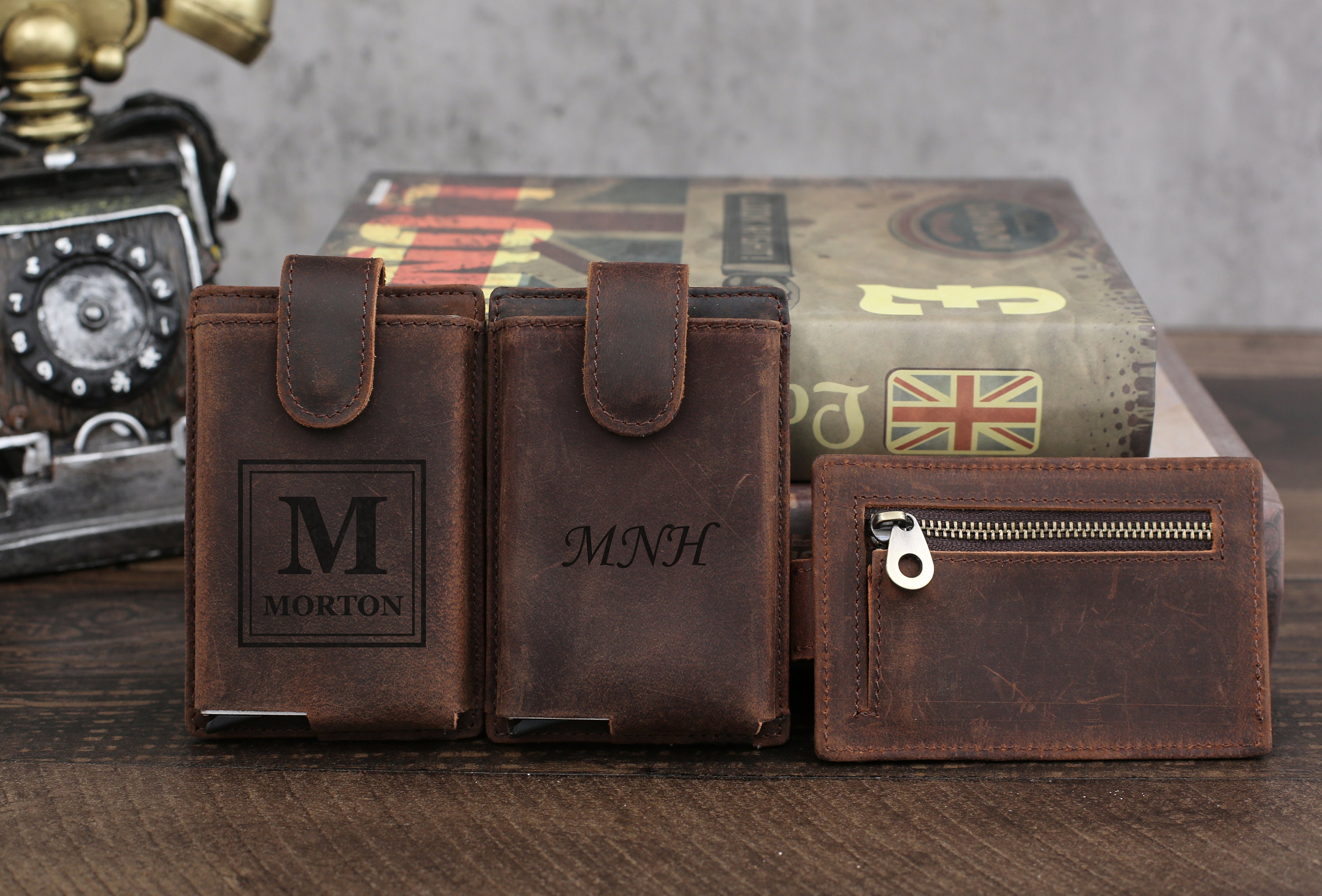 Personalized Mens Money Clip Card Holder, RFID Blocking Card Holder