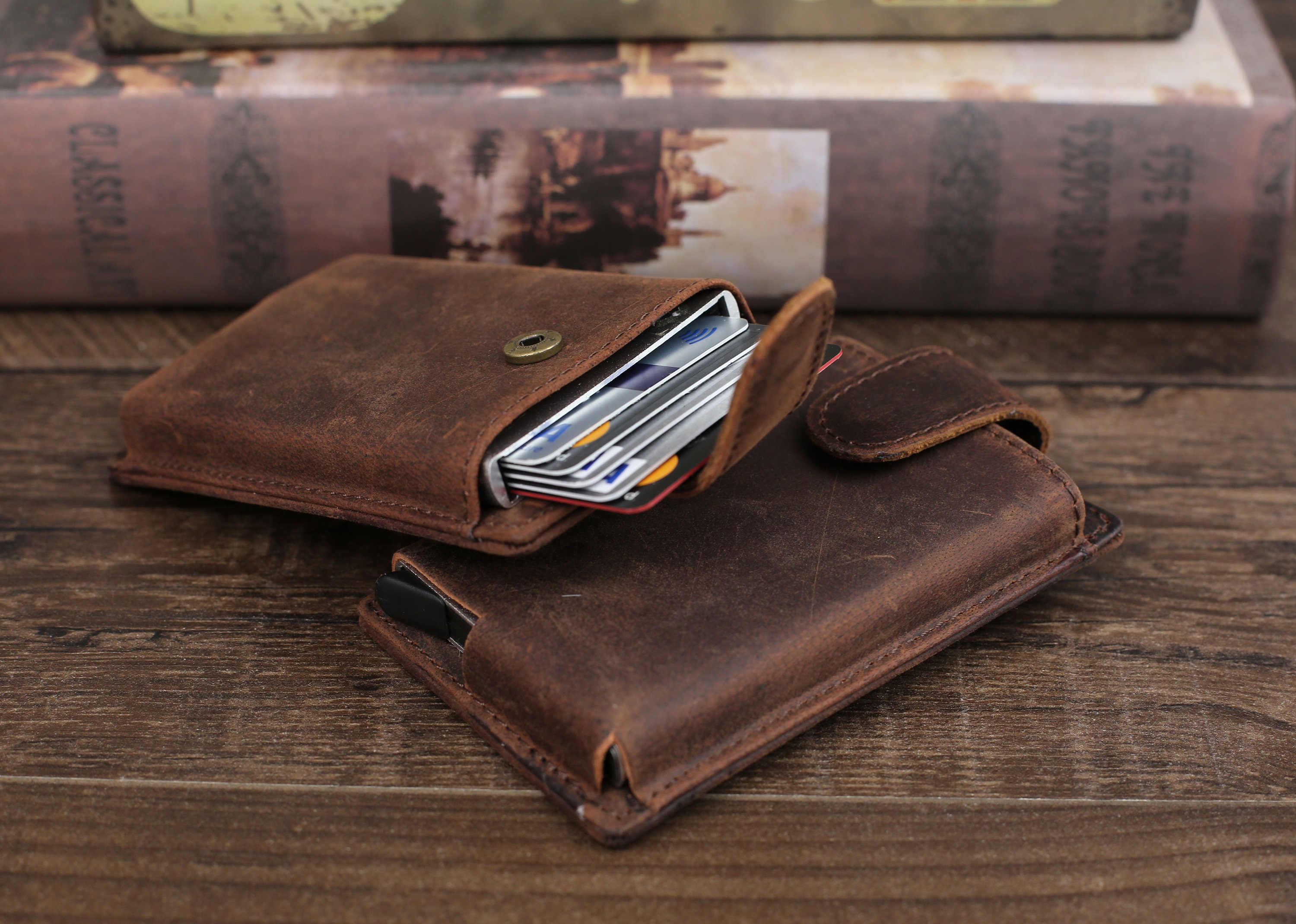Personalized Mens Money Clip Card Holder, RFID Blocking Card Holder
