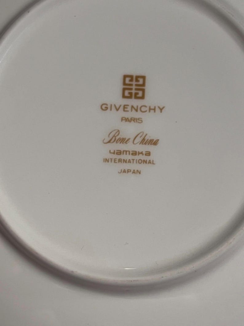 Givenchy Paris × Yamaka Japan Bone China Saucers — 6” Floral Gold Rim ...