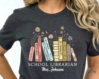 Customized Name Librarian Shirt, Personalized Name Librarian T-shirt, Librarian Gift, School Librarian custom gifts