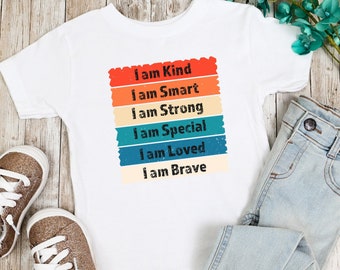 I am Kind Smart Loved Boho T-shirt, Affirmations for Kids Shirt, Nursery Shirt, Positive Affirmations Toodler, Cute Inspiratonal Toddler Tee
