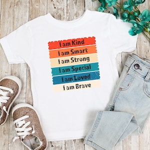Affirmations for Kids Shirt, I am Kind Smart Loved Boho T-shirt, Inspirational Nursery Shirt, Positive Affirmations Toodler Shirt,