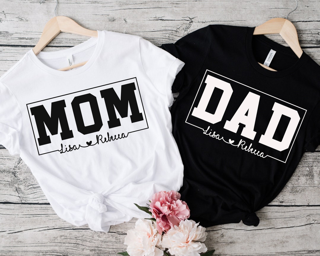Custom Mom and Dad Shirts With Kids Names, Personalized Father's Day ...