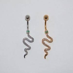 Snake Belly Button Ring, Sparkly Navel Body Piercing, Snake Body Jewelry, Minimalist Body Jewelry, Snake Piercing, Valentine&#39;s Day gift