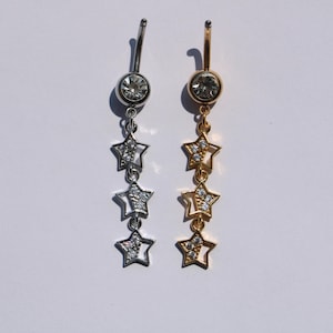 Star Belly Button Ring, Y2K Body Jewelry, Dangling Navel Piercing, star belly button bar  Belly Bar Piercing, Gift for Star Lovers