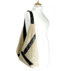 Origami Tasche, Beige schwarze Tasche, Designer Tasche, Handgemachte Tasche, Shopper, Shopper, Designer Tasche, Geschenk für Ihn