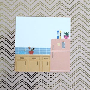 Cute Square Memo Pad with Kitchen Illustration Stationery Notepad for Notes and To do Lists