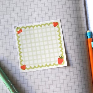 Green Gingham Memo pad Small Tear-off sheet notepad Cute Stationery Desk accessory Cute Memo pad