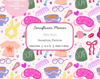 Fondo repetitivo femenino con patrón sin costuras para día de spa de chica suave, arte digital para sublimación
