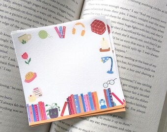 Book Lover Notepad Bookish Tear-Off Stationery Sheets, Gift for Readers, Mini Memo Pad for Desk